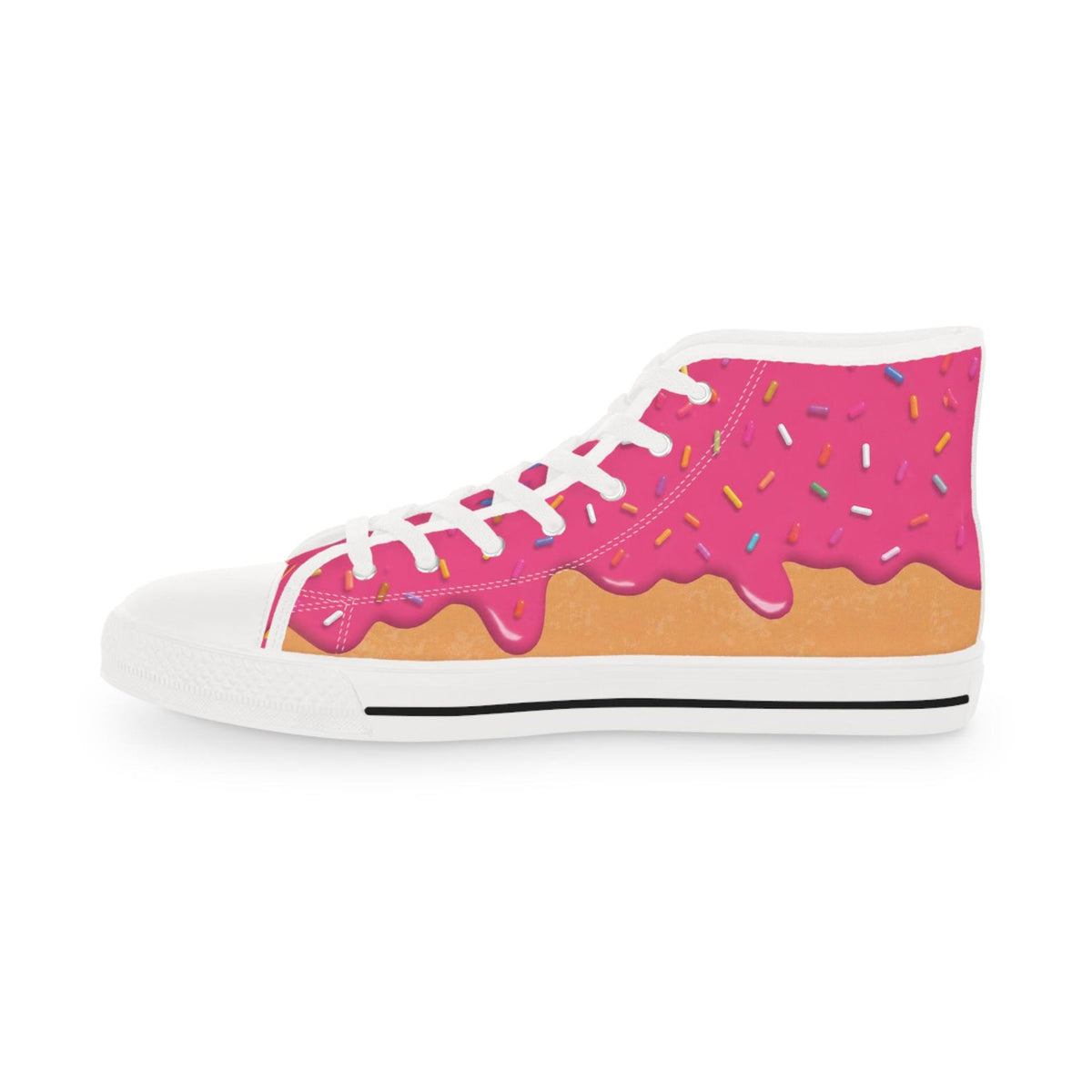 Pink Donut Drip High Top Sneakers Converse | Ice Cream Sprinkles Design