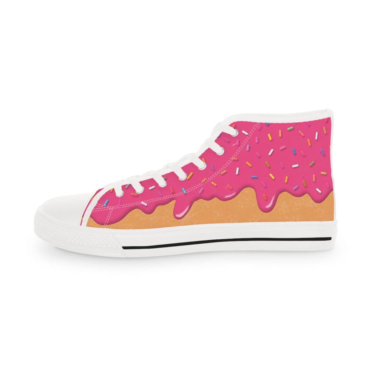 Pink Donut Drip High Top Sneakers Converse | Ice Cream Sprinkles Design