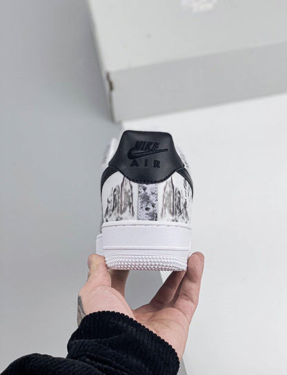 Hand-Painted Custom Air Force 1 Sneakers, Black & White Japanese style Shoes Y2k