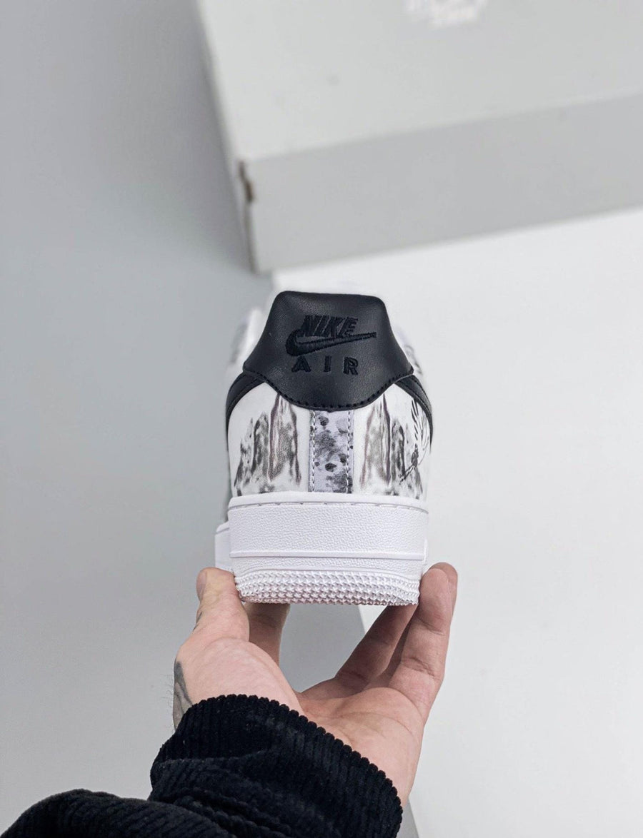 Hand-Painted Custom Air Force 1 Sneakers, Black & White Japanese style Shoes Y2k