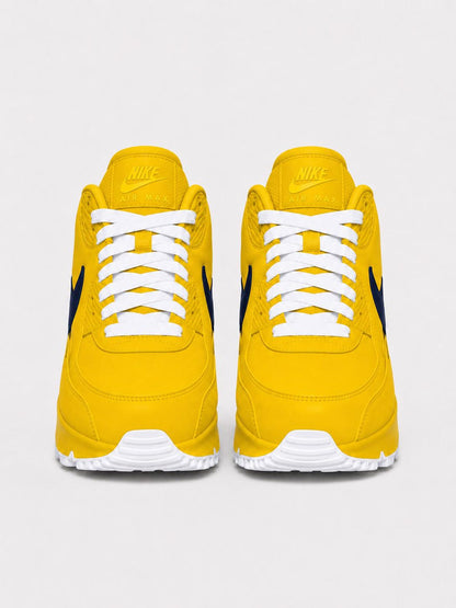 Custom Nike Air Max 90 Sneakers | Yellow Navy Hand-Painted Drip Design | Personalized Streetwear Shoes | Indiana
