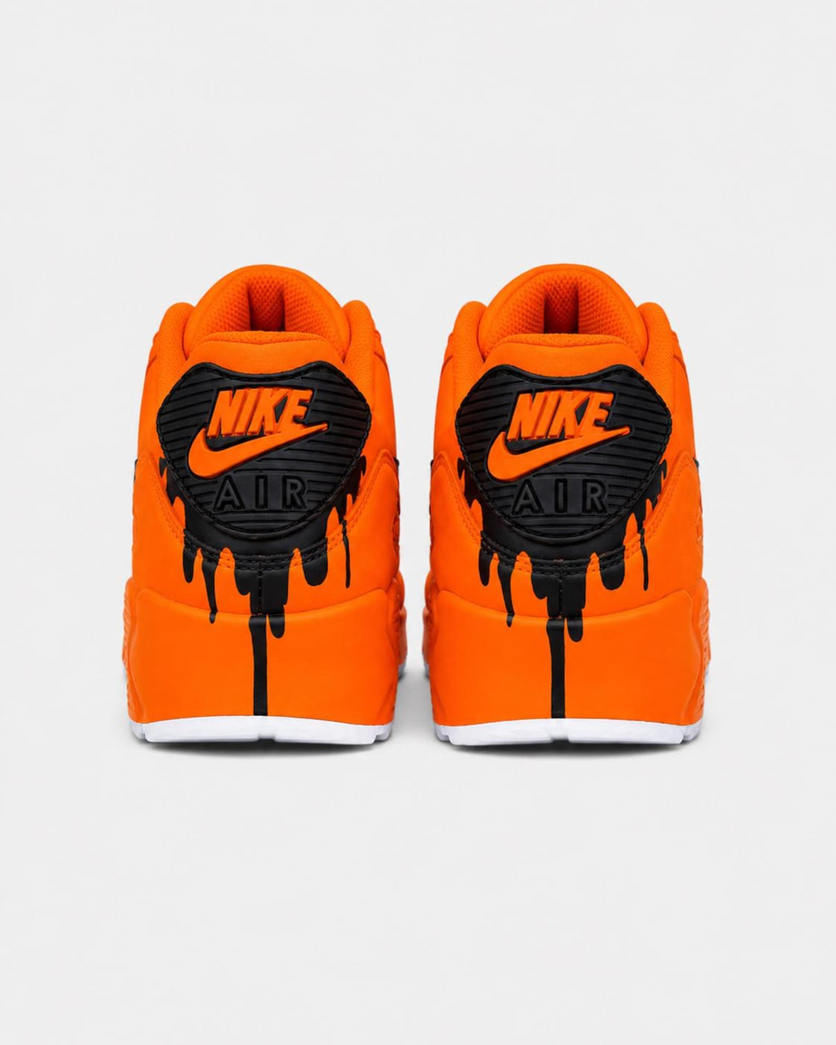 Custom Nike Air Max 90 Sneakers | Orange Black Drip | Hand-Painted Drip Design | Personalized Streetwear Shoes | Retro Gift
