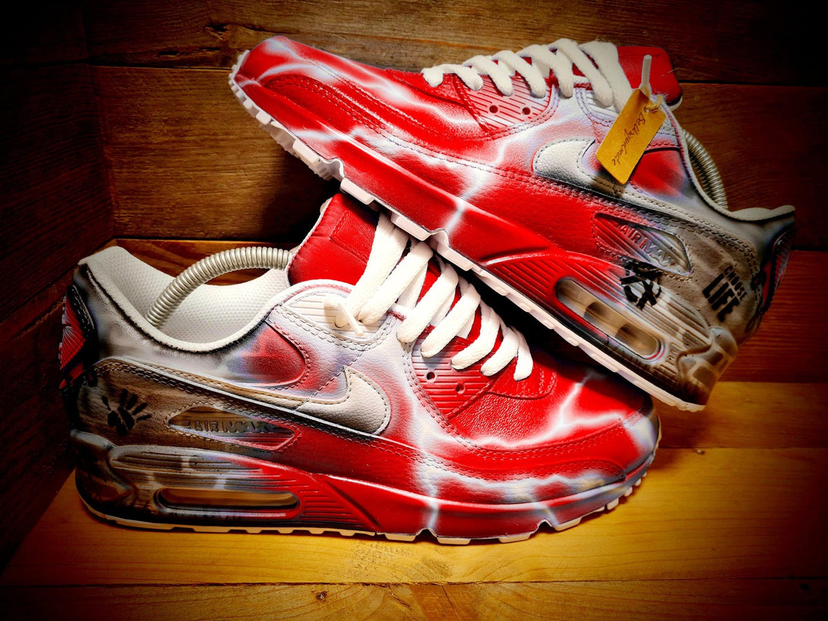 Custom Painted Air Max 90/Sneakers/Shoes/Kicks/Premium/Personalised/Red Brick Art