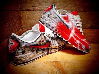Custom Painted Air Max 90/Sneakers/Shoes/Kicks/Premium/Personalised/Red Brick Art