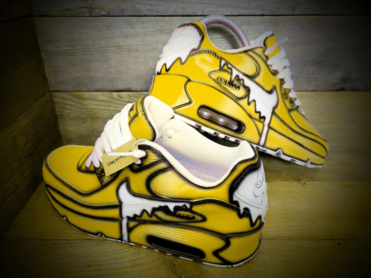 Custom Painted Air Max 90/Sneakers/Shoes/Kicks/Premium/Personalised/Yellow Drip Cartoon