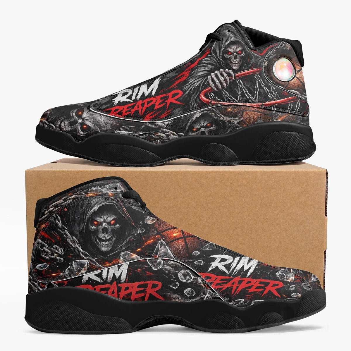 Rim Reaper Basketball Shoes | Grim Reaper High Top Sneakers | Custom Streetwear Hoops