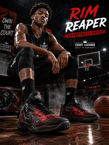 Rim Reaper Basketball Shoes | Grim Reaper High Top Sneakers | Custom Streetwear Hoops