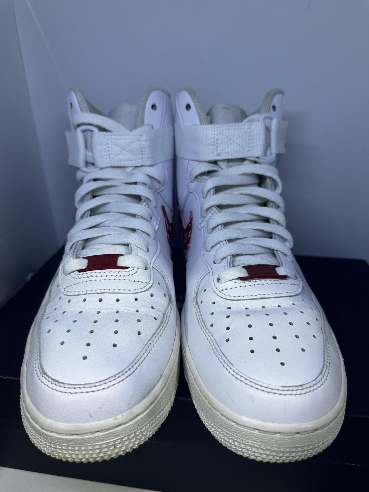 Size 8.5- LV x Sup Custom Red Nike Air Force 1