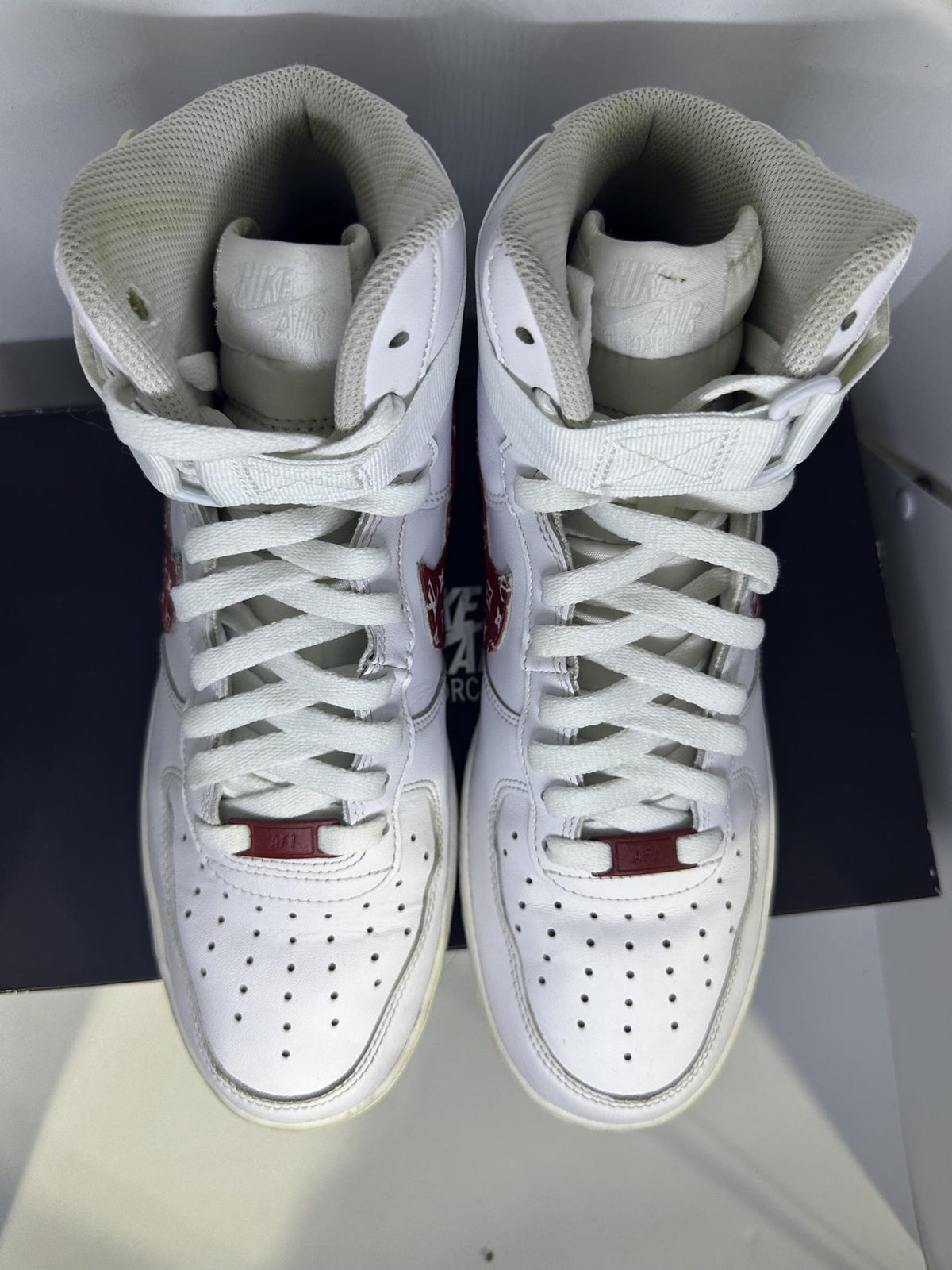 Size 8.5- LV x Sup Custom Red Nike Air Force 1
