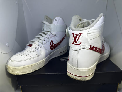 Size 8.5- LV x Sup Custom Red Nike Air Force 1
