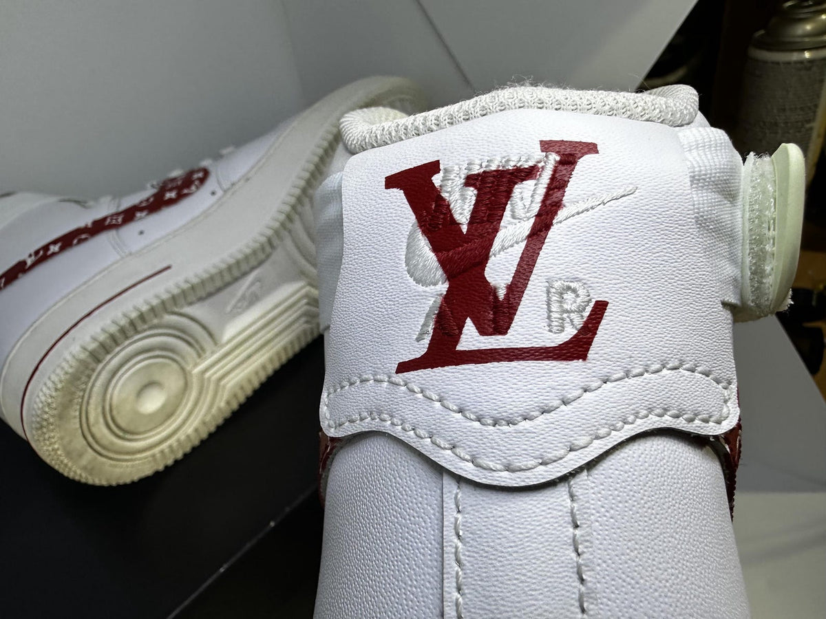 Size 8.5- LV x Sup Custom Red Nike Air Force 1