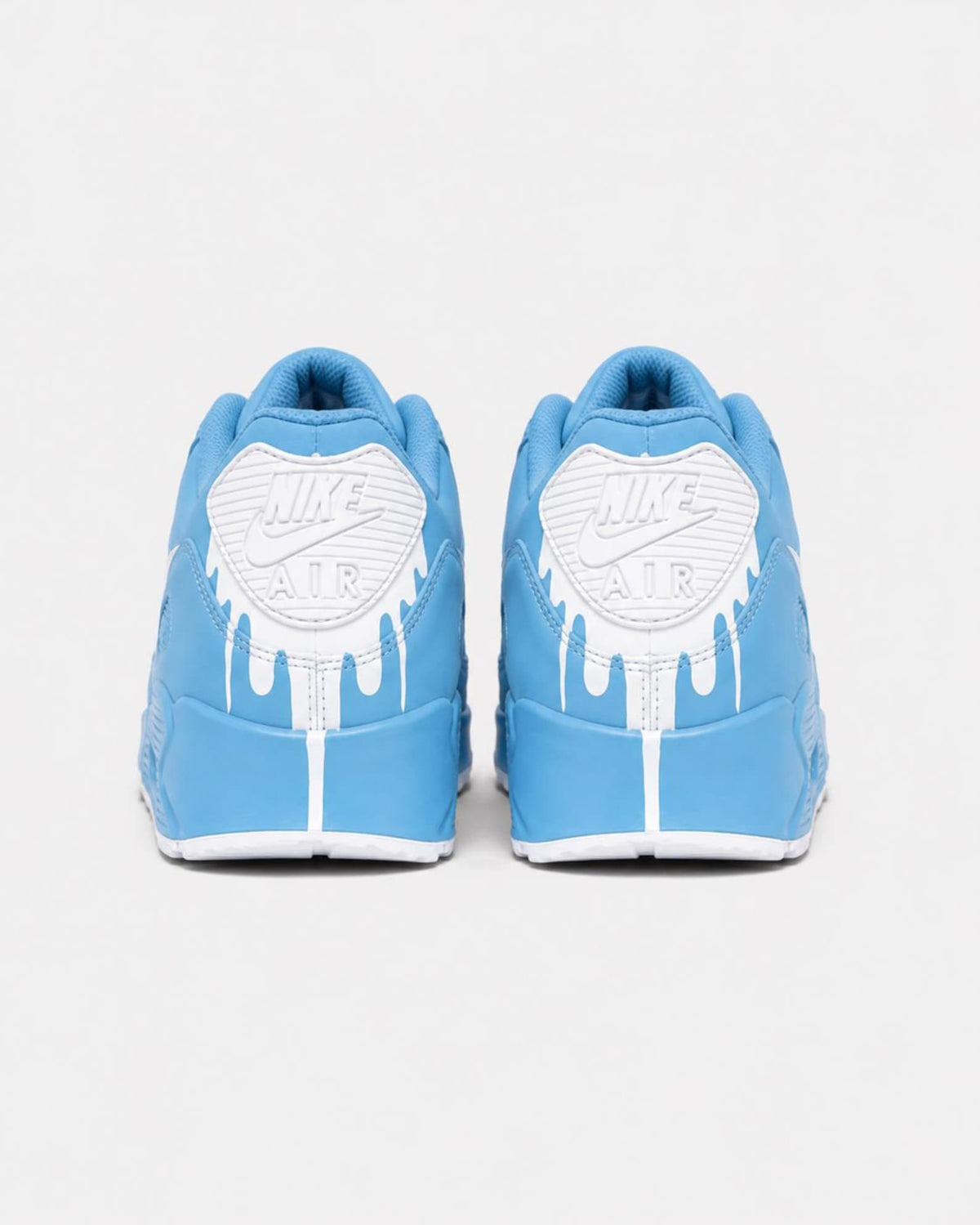 Custom Nike Air Max 90 Sneakers | Baby Blue White Drip | Hand-Painted Drip Design | Personalized Streetwear Shoes | Retro Gift