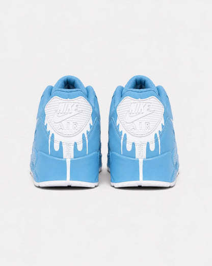 Custom Nike Air Max 90 Sneakers | Baby Blue White Drip | Hand-Painted Drip Design | Personalized Streetwear Shoes | Retro Gift
