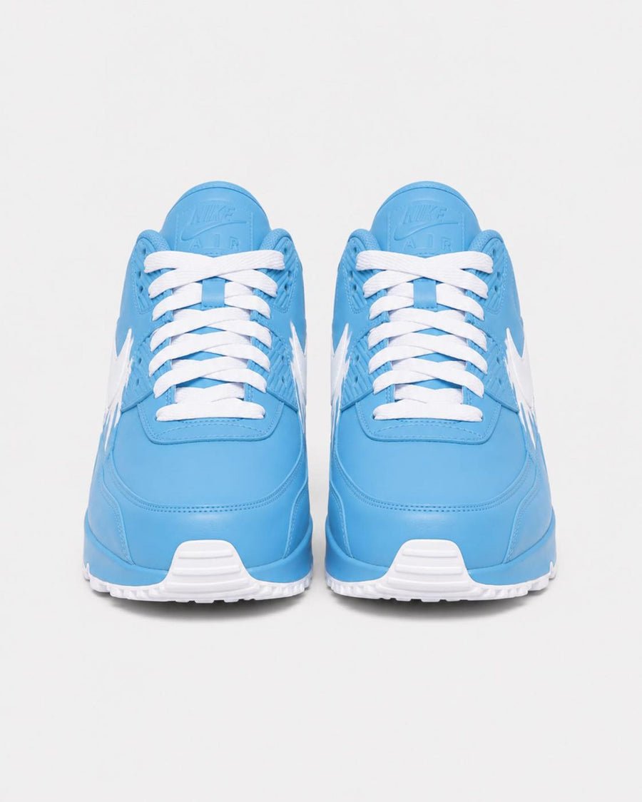 Custom Nike Air Max 90 Sneakers | Baby Blue White Drip | Hand-Painted Drip Design | Personalized Streetwear Shoes | Retro Gift