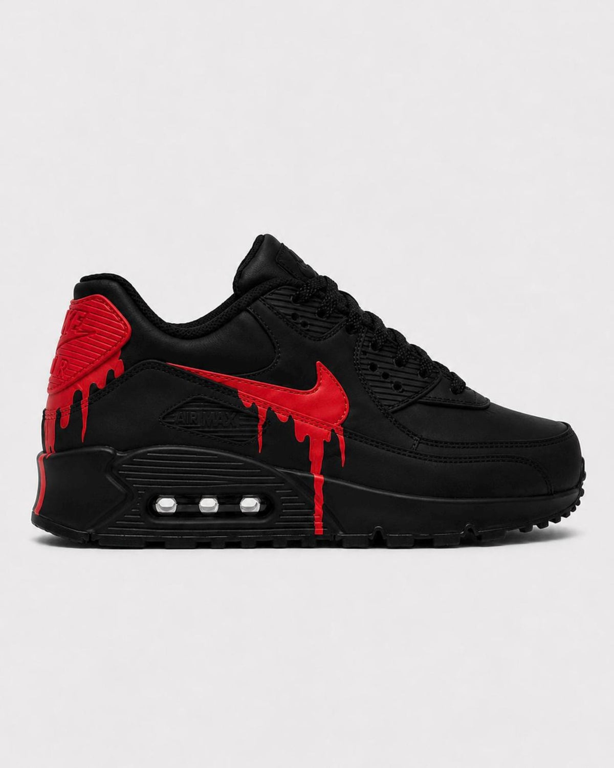 Custom Nike Air Max 90 Sneakers | Red Hand-Painted Drip Design | Personalized Streetwear Shoes | Retro Gift