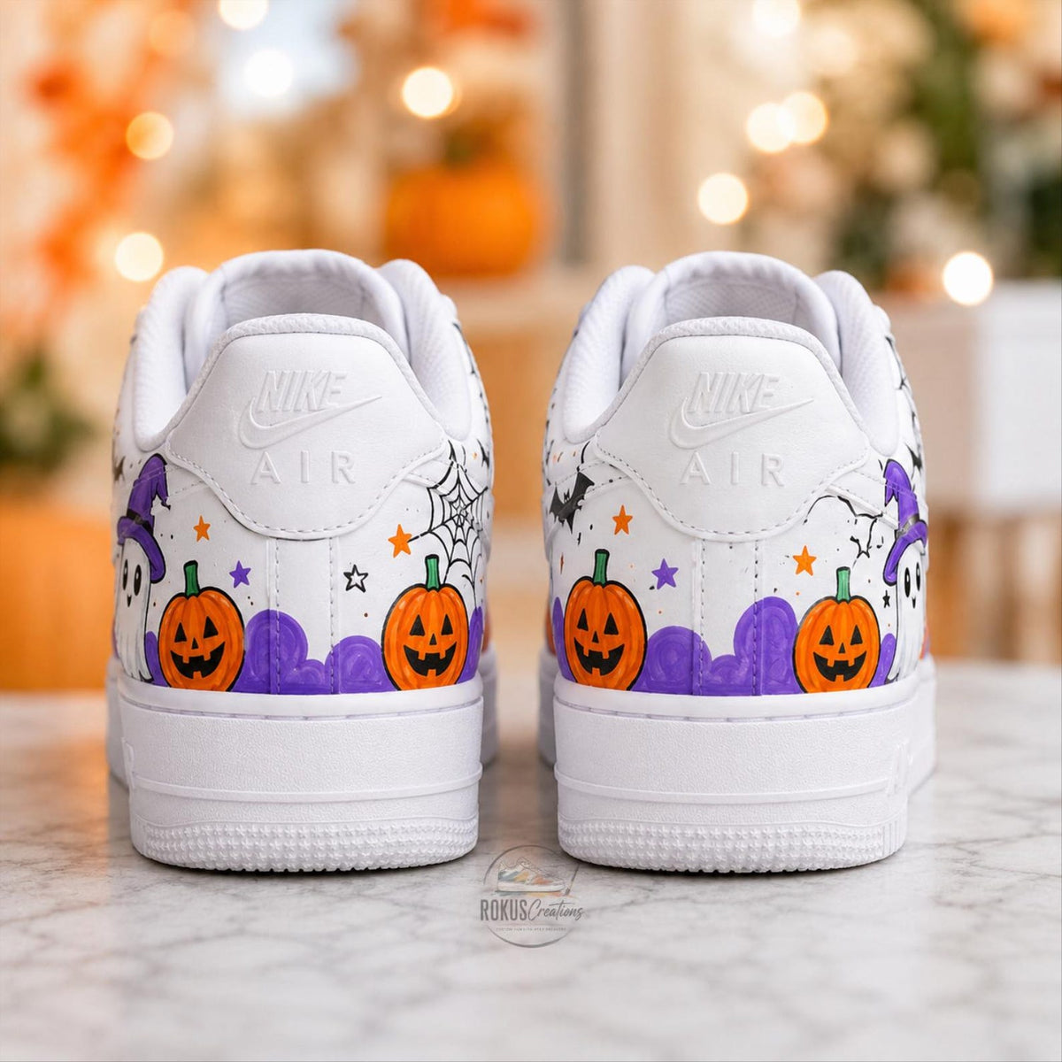 Custom Spooky Sneakers, Hand Painted Halloween Shoes, Ghost Pumpkin Gift