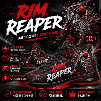 Rim Reaper Basketball Shoes | Grim Reaper High Top Sneakers | Custom Streetwear Hoops