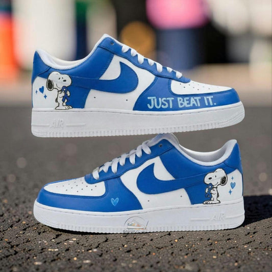Custom Hand Painted Colorectal Cancer Awareness AF1 Sneakers, Personalized Blue Ribbon Air Force 1 Shoes, Survivor Support Gift