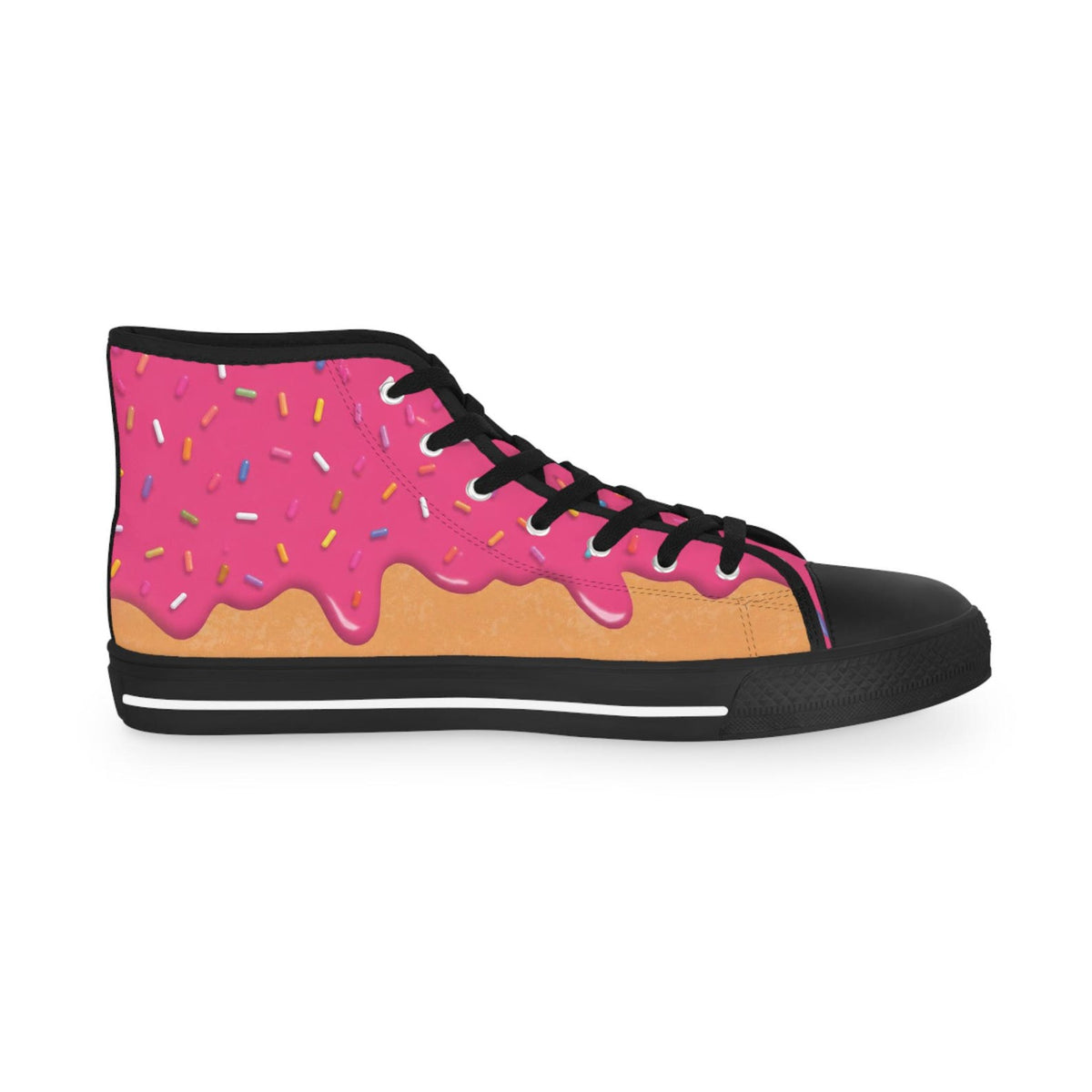 Pink Donut Drip High Top Sneakers Converse | Ice Cream Sprinkles Design