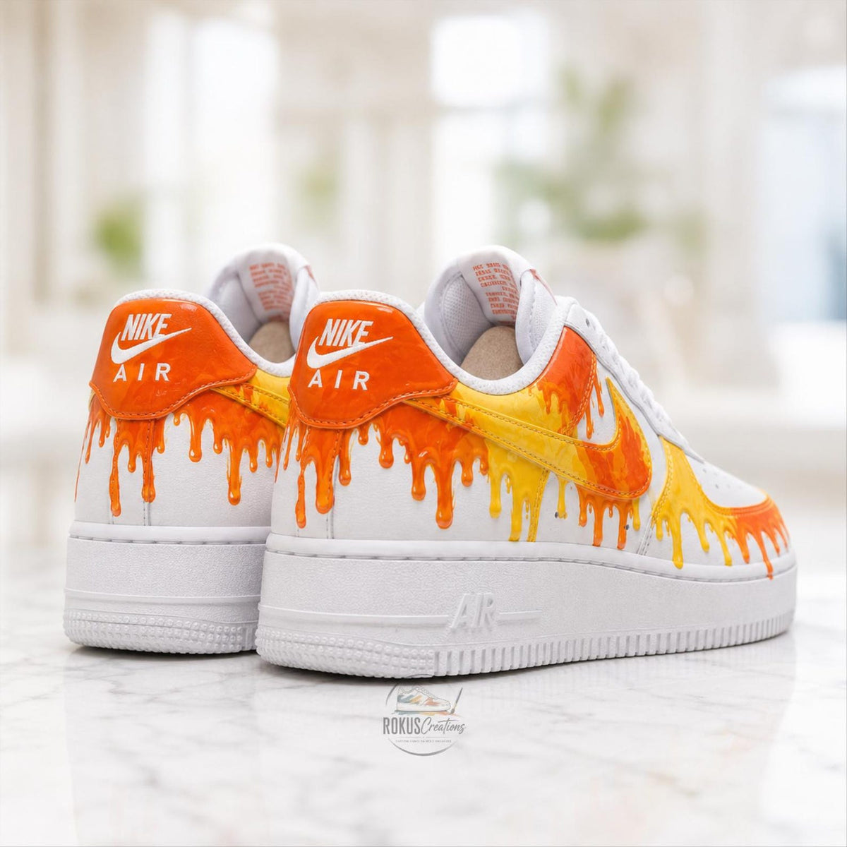 Custom Orange & Yellow Drip Air Force 1, Personalized Hand-Painted AF1 Sneakers, Paint Drip Art Shoes, Streetwear Gift for Men Women