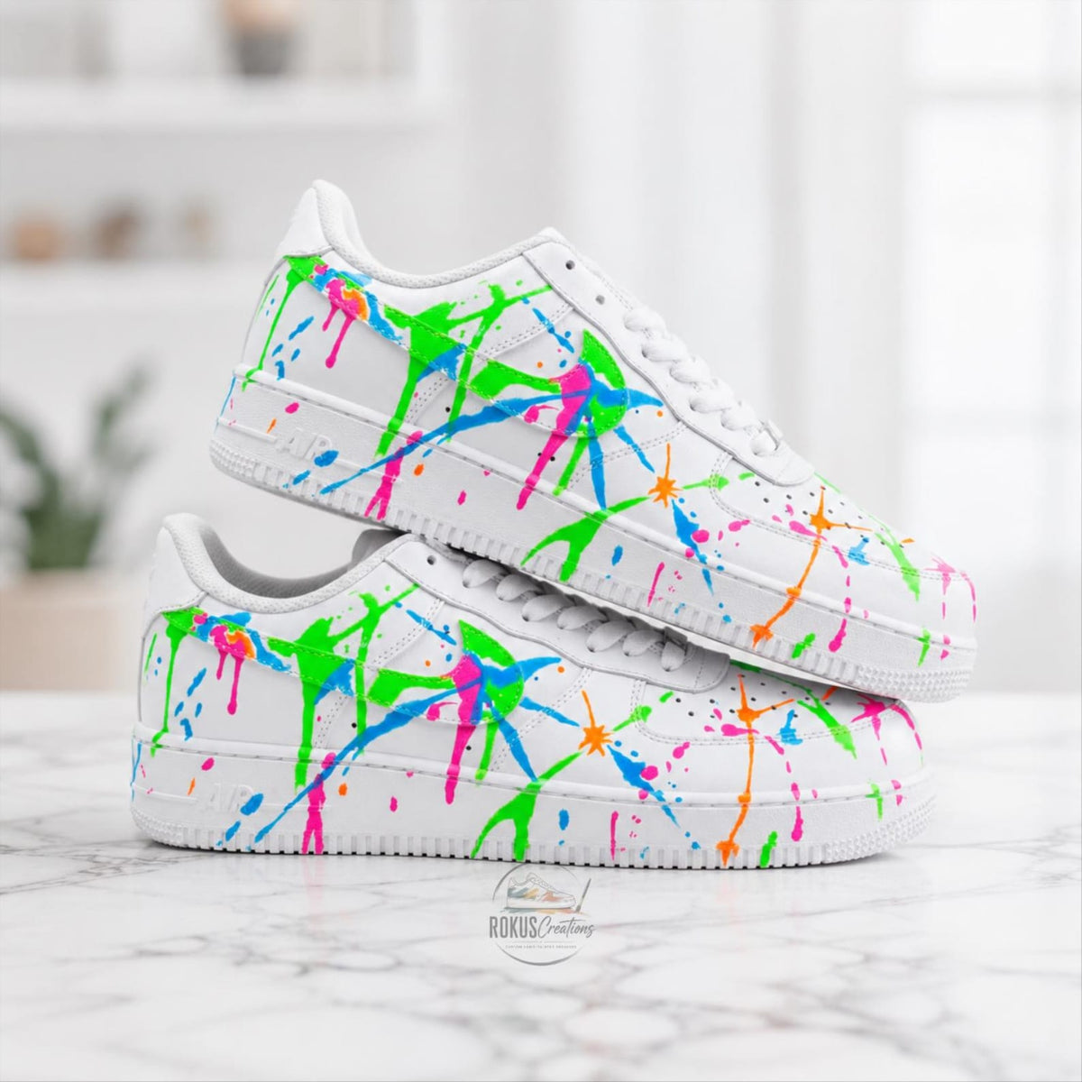 Custom Paint Splatter Air Force 1, Hand Painted AF1 Sneakers, Color Splash White Shoes, Abstract Streetwear Sneakers, Personalized Gift