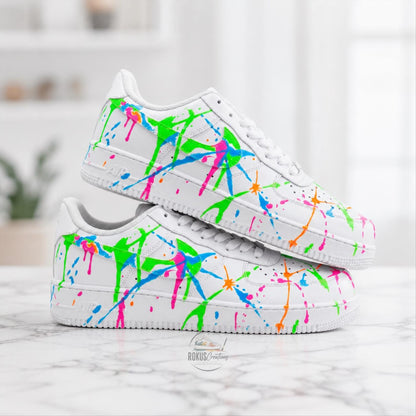 Custom Paint Splatter Air Force 1, Hand Painted AF1 Sneakers, Color Splash White Shoes, Abstract Streetwear Sneakers, Personalized Gift