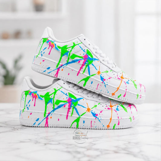 Custom Paint Splatter Air Force 1, Hand Painted AF1 Sneakers, Color Splash White Shoes, Abstract Streetwear Sneakers, Personalized Gift