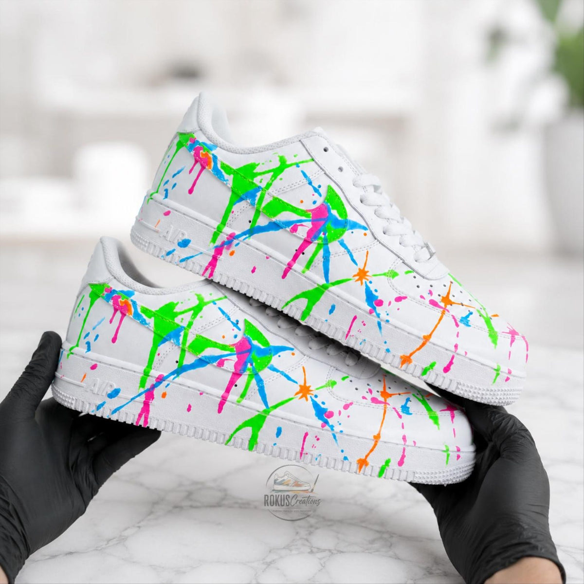 Custom Paint Splatter Air Force 1, Hand Painted AF1 Sneakers, Color Splash White Shoes, Abstract Streetwear Sneakers, Personalized Gift