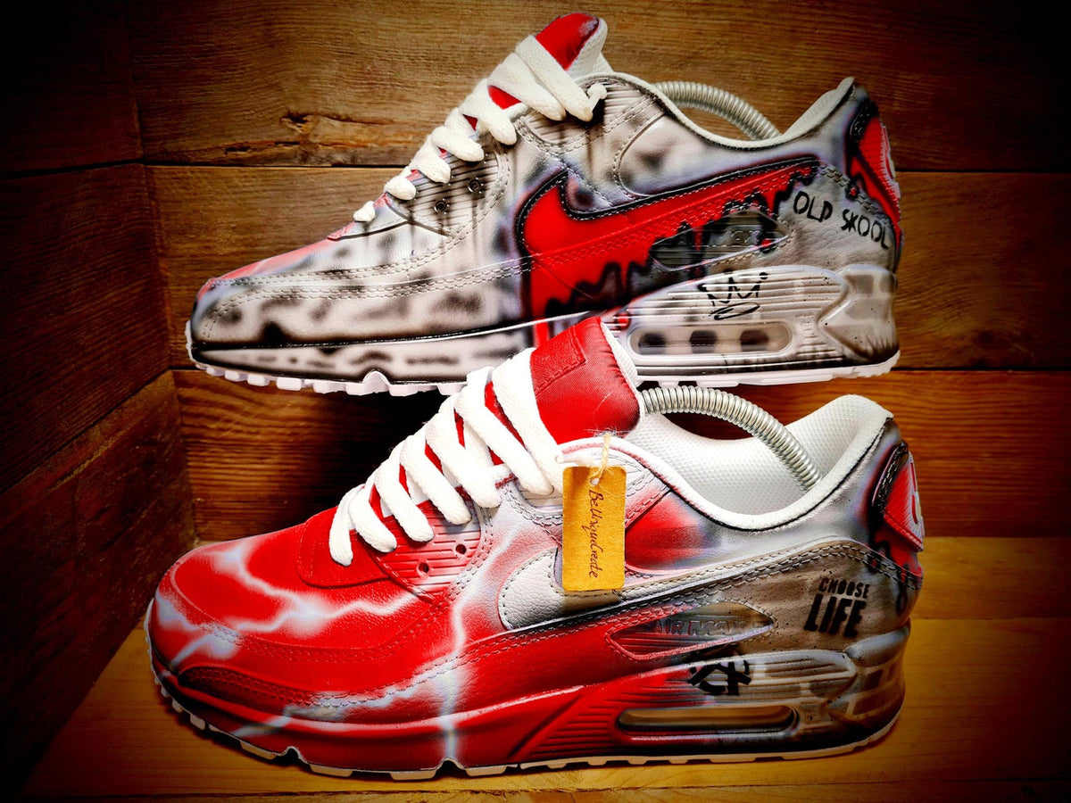 Custom Painted Air Max 90/Sneakers/Shoes/Kicks/Premium/Personalised/Red Brick Art