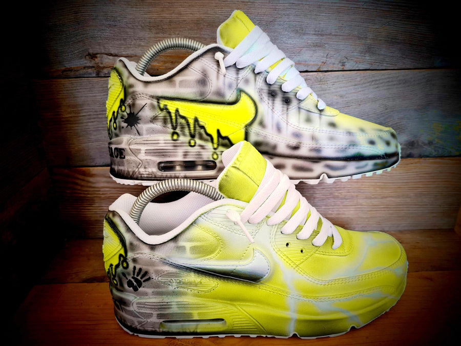 Custom Painted Air Max 90/Sneakers/Shoes/Kicks/Premium/Personalised/Yellow Brick Art