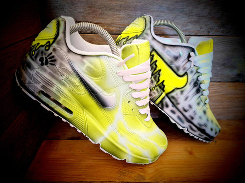 Custom Painted Air Max 90/Sneakers/Shoes/Kicks/Premium/Personalised/Yellow Brick Art