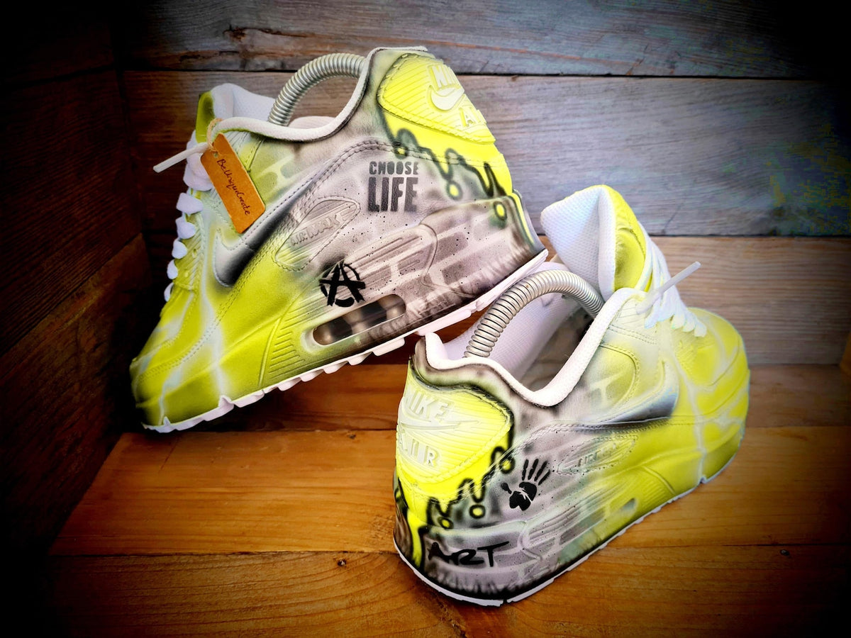 Custom Painted Air Max 90/Sneakers/Shoes/Kicks/Premium/Personalised/Yellow Brick Art