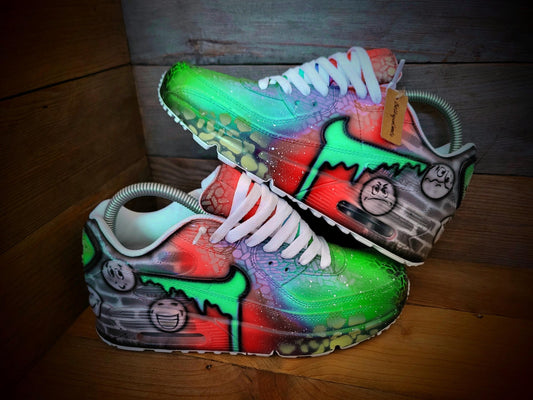 Custom Painted Air Max 90/Sneakers/Shoes/Kicks/Premium/Personalised/Emotions-Green