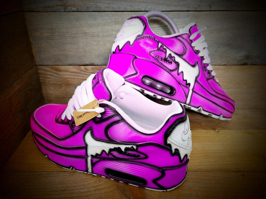 Custom Painted Air Max 90/Sneakers/Shoes/Kicks/Premium/Personalised/Pink Drip Cartoon