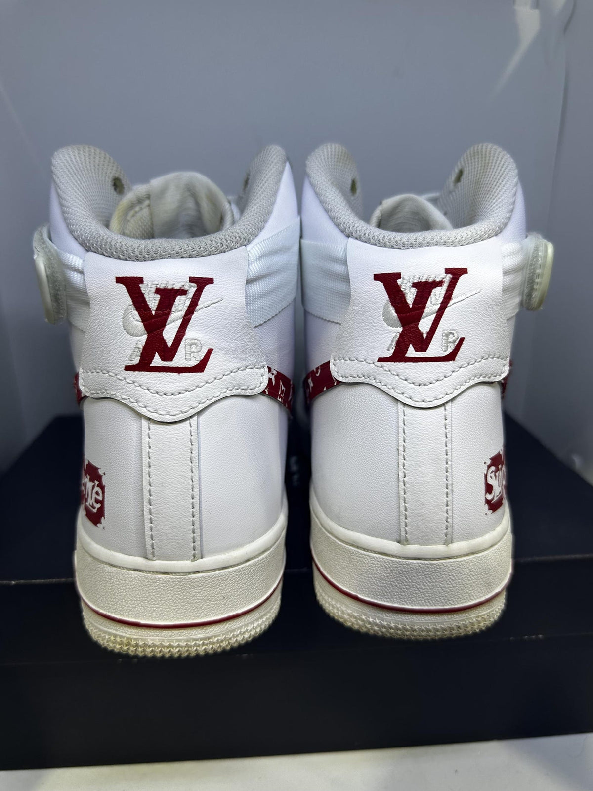 Size 8.5- LV x Sup Custom Red Nike Air Force 1