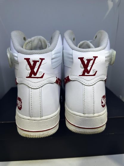 Size 8.5- LV x Sup Custom Red Nike Air Force 1