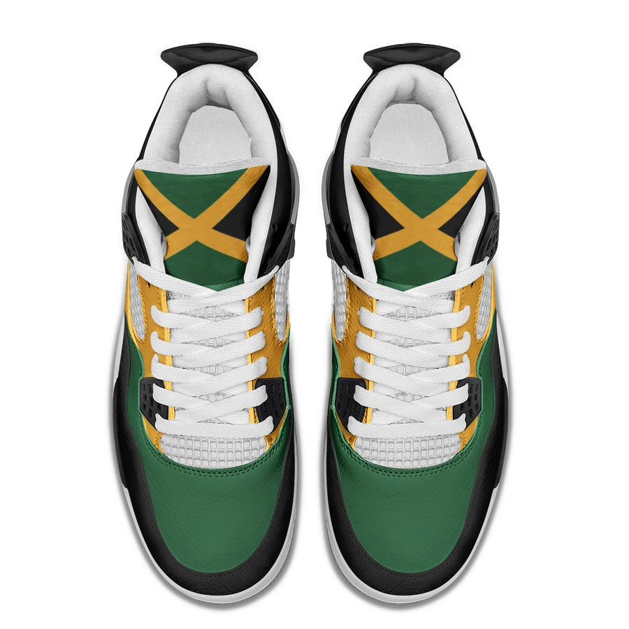 Jamaica Flag Shoes, Jamaican Mid Top Sneakers for Men and Women, Yaadie Pride Kicks, Green Gold Black Shoes, Jamaica Gift, Island Pride Gift