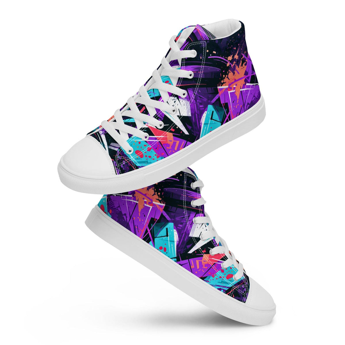 Urban Splash High-Tops - Mens high top canvas shoes. Canvas sneakers with graffiti design, streetwear style, bold colors, custom look