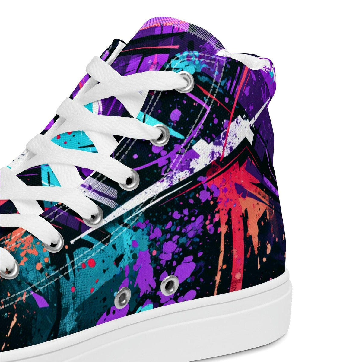Urban Splash High-Tops - Mens high top canvas shoes. Canvas sneakers with graffiti design, streetwear style, bold colors, custom look