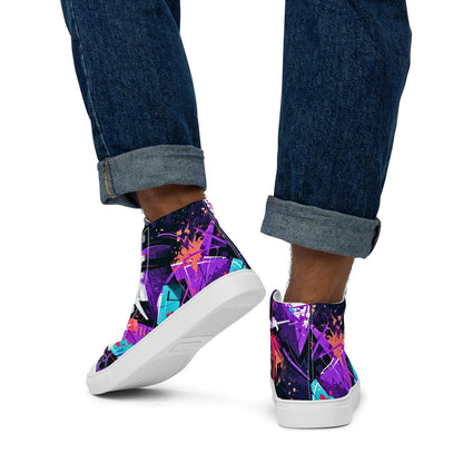 Urban Splash High-Tops - Mens high top canvas shoes. Canvas sneakers with graffiti design, streetwear style, bold colors, custom look
