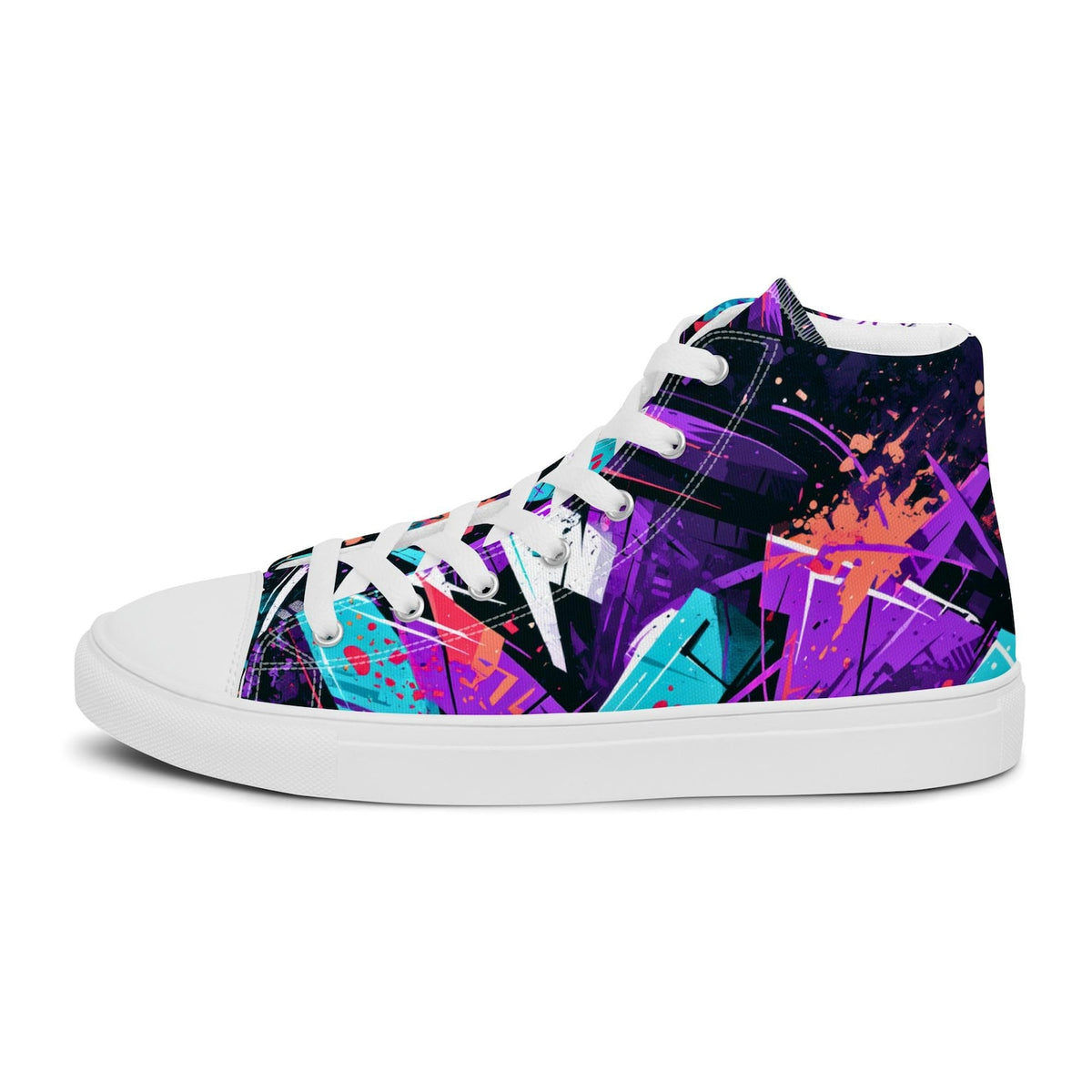Urban Splash High-Tops - Mens high top canvas shoes. Canvas sneakers with graffiti design, streetwear style, bold colors, custom look
