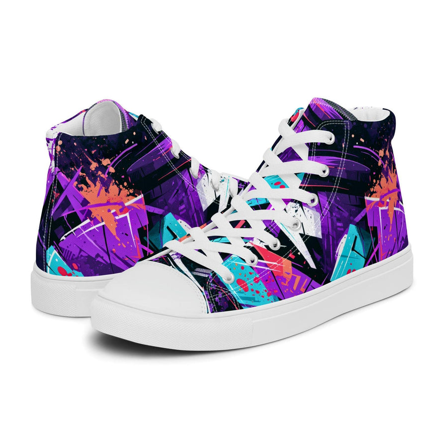 Urban Splash High-Tops - Mens high top canvas shoes. Canvas sneakers with graffiti design, streetwear style, bold colors, custom look
