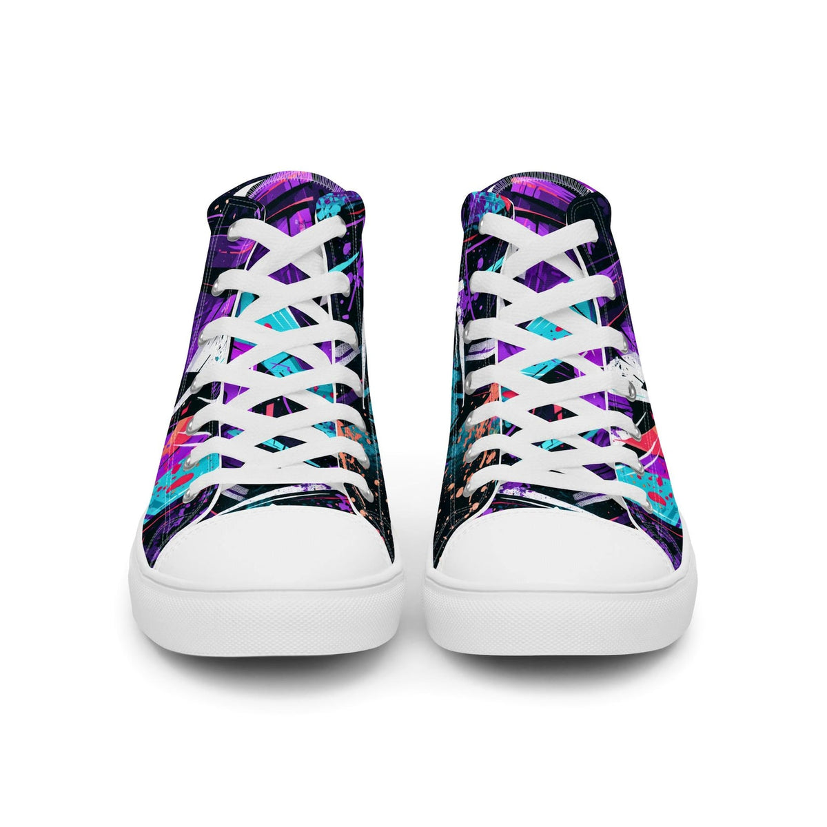 Urban Splash High-Tops - Mens high top canvas shoes. Canvas sneakers with graffiti design, streetwear style, bold colors, custom look