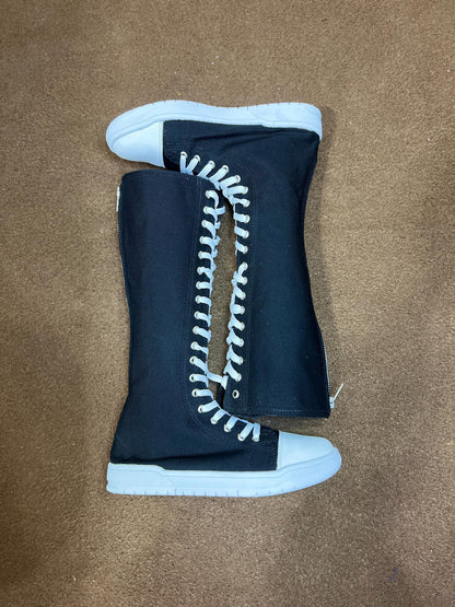Custom Knee High Canvas Sneakers, Handmade Lace Up Streetwear Footwear