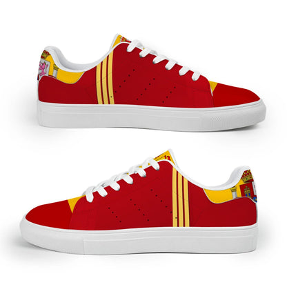 Custom Graffiti Sneakers, Hand-Painted Spain Flag Design, Football Fan Gift