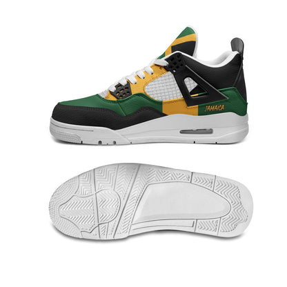 Jamaica Flag Shoes, Jamaican Mid Top Sneakers for Men and Women, Yaadie Pride Kicks, Green Gold Black Shoes, Jamaica Gift, Island Pride Gift