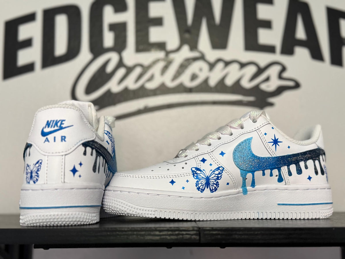 Blue Butterfly Custom Hand Painted Sneakers
