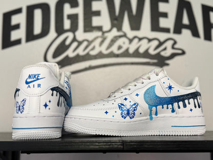 Blue Butterfly Custom Hand Painted Sneakers