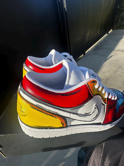 Custom Hand Painted Air Jordan 1 Low | Comic Book Style Sneakers | Cel Shaded Jordans | One-of-One Collectible Art Shoes