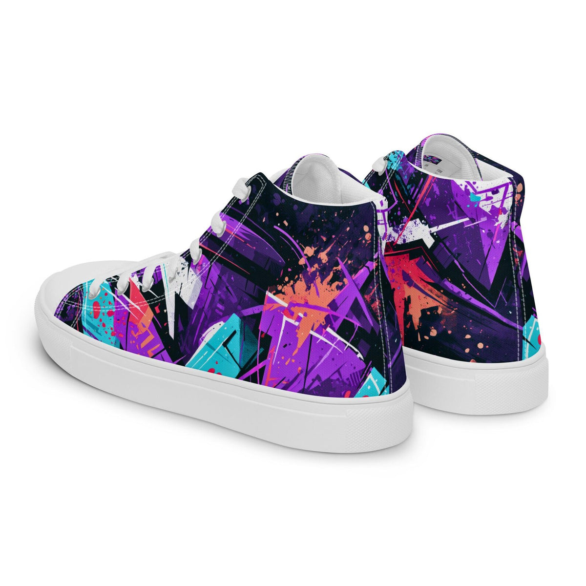 Urban Splash High-Tops - Mens high top canvas shoes. Canvas sneakers with graffiti design, streetwear style, bold colors, custom look